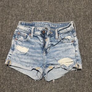 American Eagle Outfitters Light Blue Distressed Jean Shorts